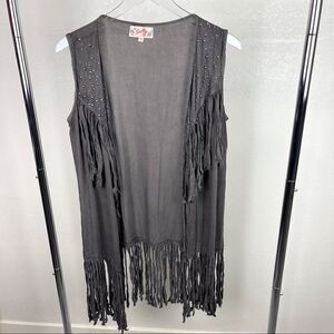 Sully Western Fringe Beaded Vest Small